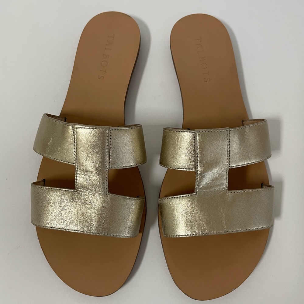 Talbots Hannah Metallic Vachetta Gold Sandals